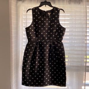 J. Crew Factory Black Cocktail Dress with Silver Sparkle Polk-Dots